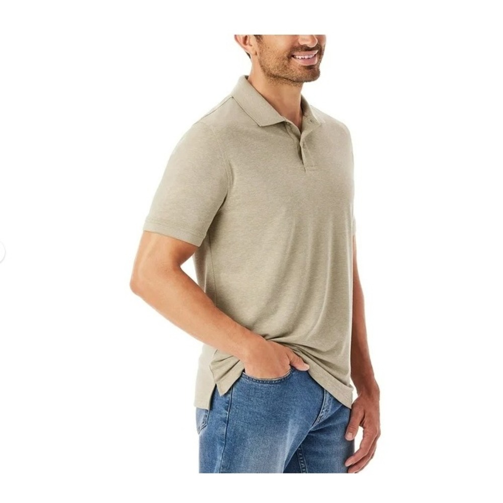 Member's Mark Men's Stretch Pique Short Sleeve Polo Tan S| Basics Office Dad